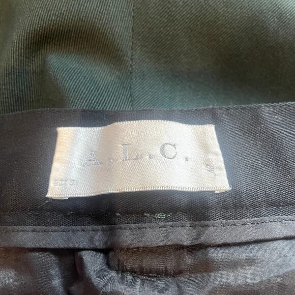 A.L.C Wool Blend Green Dress Pants with Tuxedo Stripe Down Leg Sz 4 - Picture 3 of 7